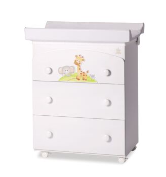 Culla neonati Melman bianca  con ruote e decori colorati