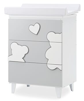 Bagnetto per neonati Winnie, bianco e Grey con decori orsetto