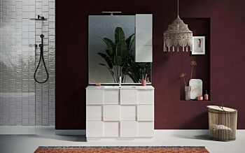 conveniente Mobile da bagno a terra 3 cassetti, finitura Bianco lucido