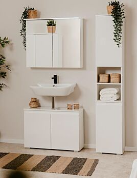 Mobile da bagno a 2 ante L.80 Bianco lucido