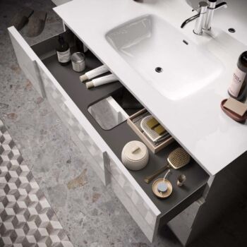 conveniente Mobile da bagno a terra 3 cassetti, finitura Bianco lucido