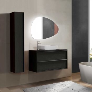 Mobile da bagno sospeso Nero Frassinato