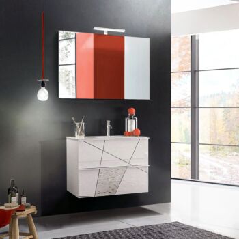 Mobile da bagno sospeso con 2 cassetti L.63 cm bianco lucido, in offerta 
