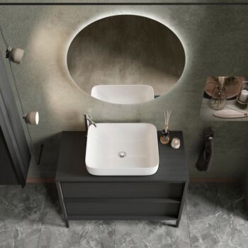 bagno con lavabo incluso nero