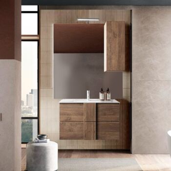 Mobile da bagno sospeso L.63 cm, 2 cassetti, Made in Italy 