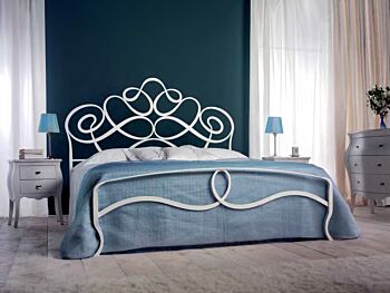 Letto in ferro battuto  Vivaldi, colore marrone anticato oro, made in Italy