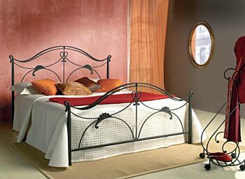 Letto in ferro battuto Donizetti, color grafite, made in Italy
