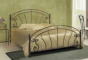 Letto in ferro battuto Copland, colore bianco confetto, made in Italy