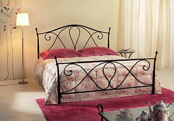 Letto in ferro battuto Bach, color grafite, made in Italy