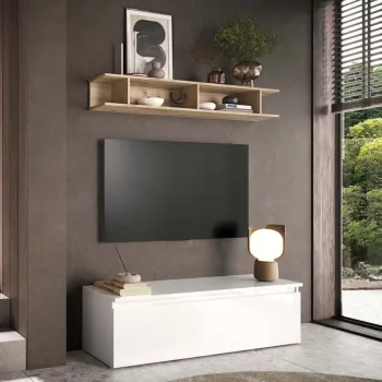 soggiorno con base e libreria