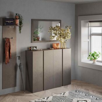  ingresso moderna con madia 4 ante, madia 2 ante, specchio e appendiabiti 