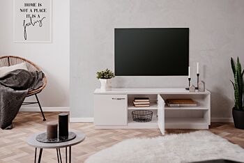 Mobile tv a 2 ante con ripiano in finitura Bianco lucido