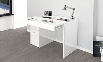 Scrivania 1 anta e 1 cassetto bianco larice, made in Italy