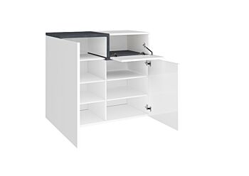 Scarpiera 2 ante, 1 anta ribalta bianco lucido ardesia, made in Italy
