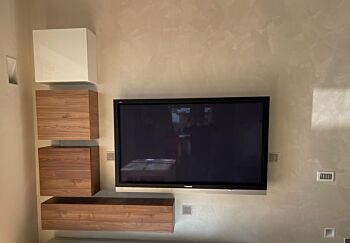 Idee parete attrezzata moderna, finitura Noce Dark, Noce Stelvio e Bianco