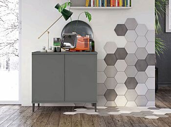 Madia moderna 2 ante con piedini e scocca Grigio titanio