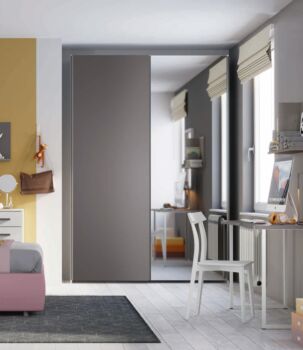 Armadio 2 ante scorrevoli con specchio H.257.3 L.178, finitura Grigio Titanio