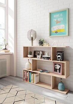Libreria moderna con 4 ripiani, colore rovere canadian