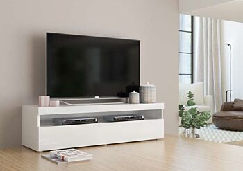 Mobile porta TV moderno in finitura bianco lucido con vano a giorno