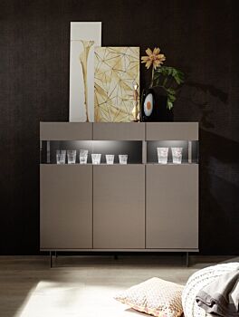 Madia alta 3 ante moderna, in finitura bronzo e piedino di design