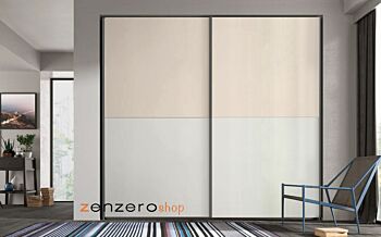 Armadio scorrevole 2 ante H.245 finitura Bianco opaco e Orzo Opaco