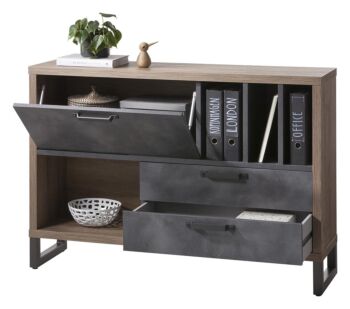 Madia Industry per ufficio in finitura Rovere e Grigio smoke