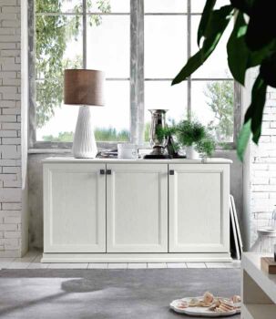Credenza classica per soggiorno con 3 ante  in finitura Bucaneve