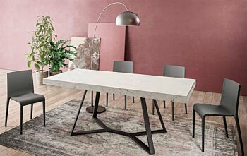 Tavolo moderno allungabile Ambra  in finitura Calacatta e Grigio nero opaco