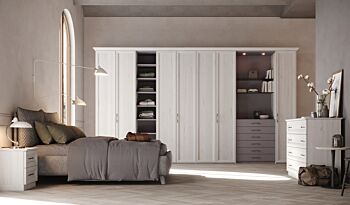 Comò 4 cassetti stile contemporaneo, finitura Rovere chiaro 