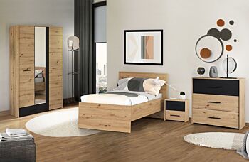 Cameretta industry con armadio 3 ante, finitura Rovere