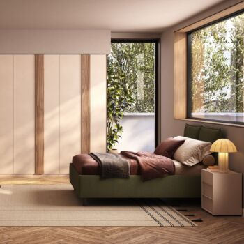 camera completa con letto verde