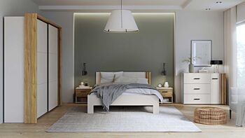 Camera da letto moderna in finitura Sabbia e Rovere