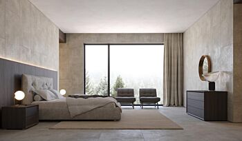 Comodini con apertura push-pull, finitura Nobilitato Teak