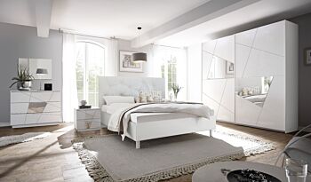 Camera da letto con inserti specchio in finitura Bianco 
