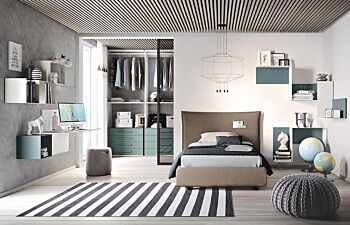 Cabina a giorno per camere da letto, finitura Blu reale e Bianco frassino Zenzero Shop