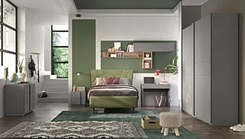 Cameretta Ardesia con letto una piazza e mezza, collezione Mondo Zenzero Shop