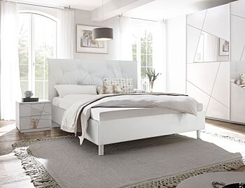 Letto King size con testata imbottita in finitura Bianco