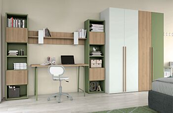 Zona studio per camerette in finitura Royal Oak e Oliva