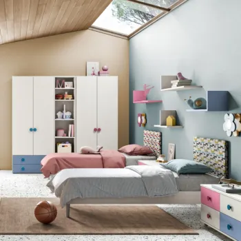 Cameretta per bambino e bambina con letti singoli Zenzero Shop