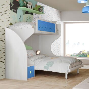 letto a castello blu