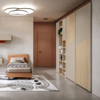 Armadiatura camerette Rovere ambra e Tortora, collezione Taz Zenzero Shop