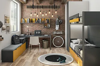 cameretta gialla con letto castello