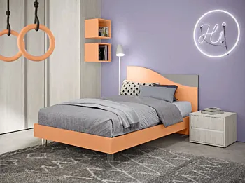 Letto 1 piazza e mezza Papaya e grigio dorian