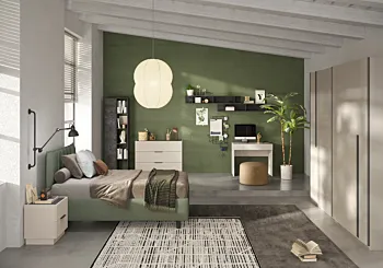 cameretta con letto una piazza e mezza verde