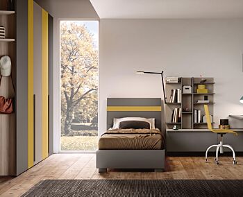 letto senape e grigio