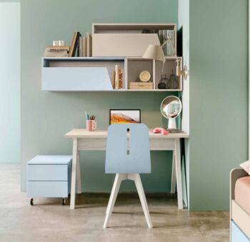 Scrivania per bambini, finitura Orzo e Larice bianco