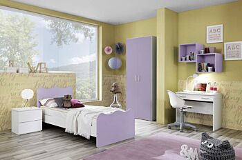 Cameretta completa lilla con letto singolo