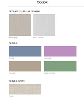 Cameretta shabby 01 con armadio, letto e comodino, finitura Bianco frassinato