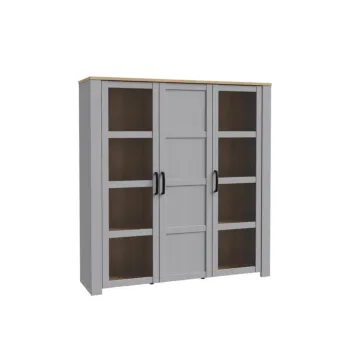 Vetrina Rovere grigio e Riviera, 3 ante, L.151 H.160