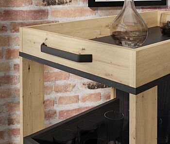 Carrello industry porta bibite, finitura Rovere Artisan e Rovere nero